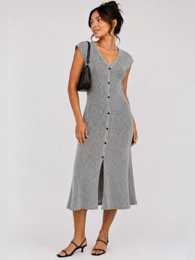 Black White Striped Midi Dress Tie Waist Stretch Caution To The Wind